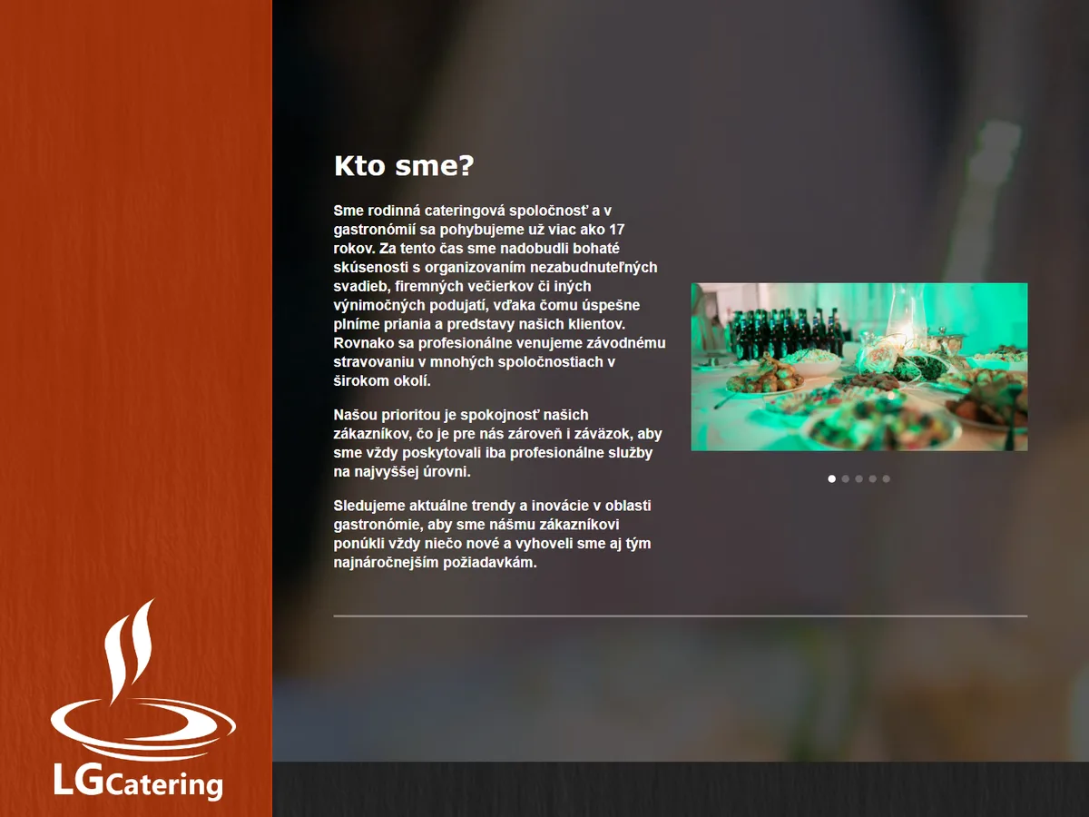 Pôvodný builder web LG Catering pred redizajnom