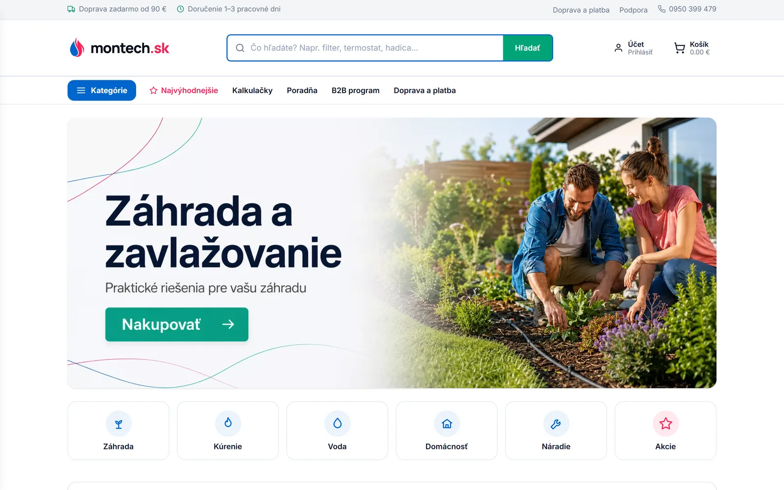 Náhľad domovskej stránky e-shopu montech.sk
