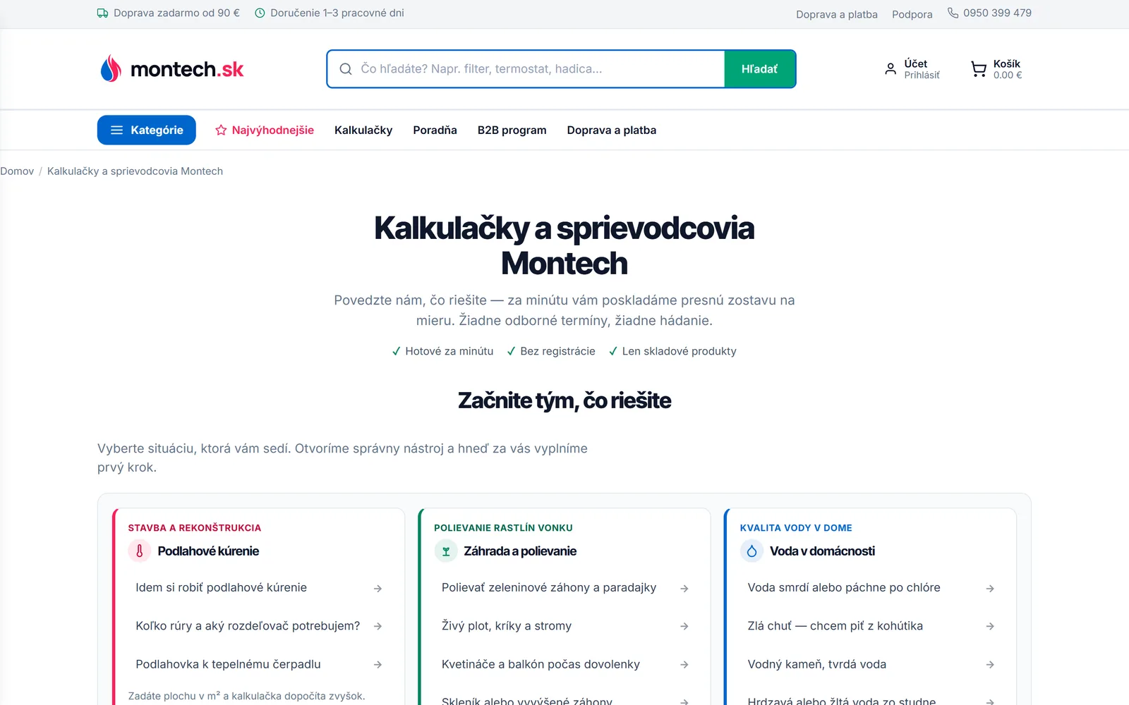 Interaktívne webové kalkulačky a sprievodcovia výberom produktu